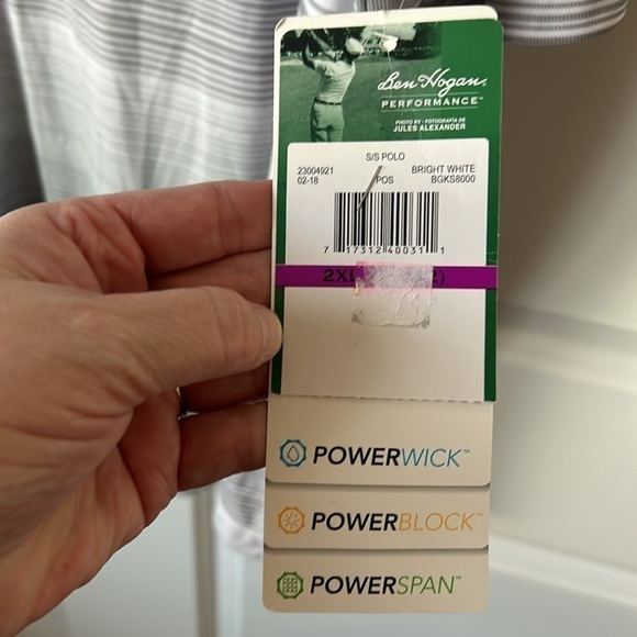 NWT Ben Hogan Performance Striped Polo Shirt Men’s 2XL Bright White/Gray - Picture 5 of 7